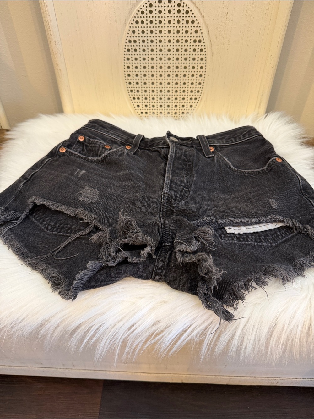 Levi's Black Distressed Cutoff Jean Shorts